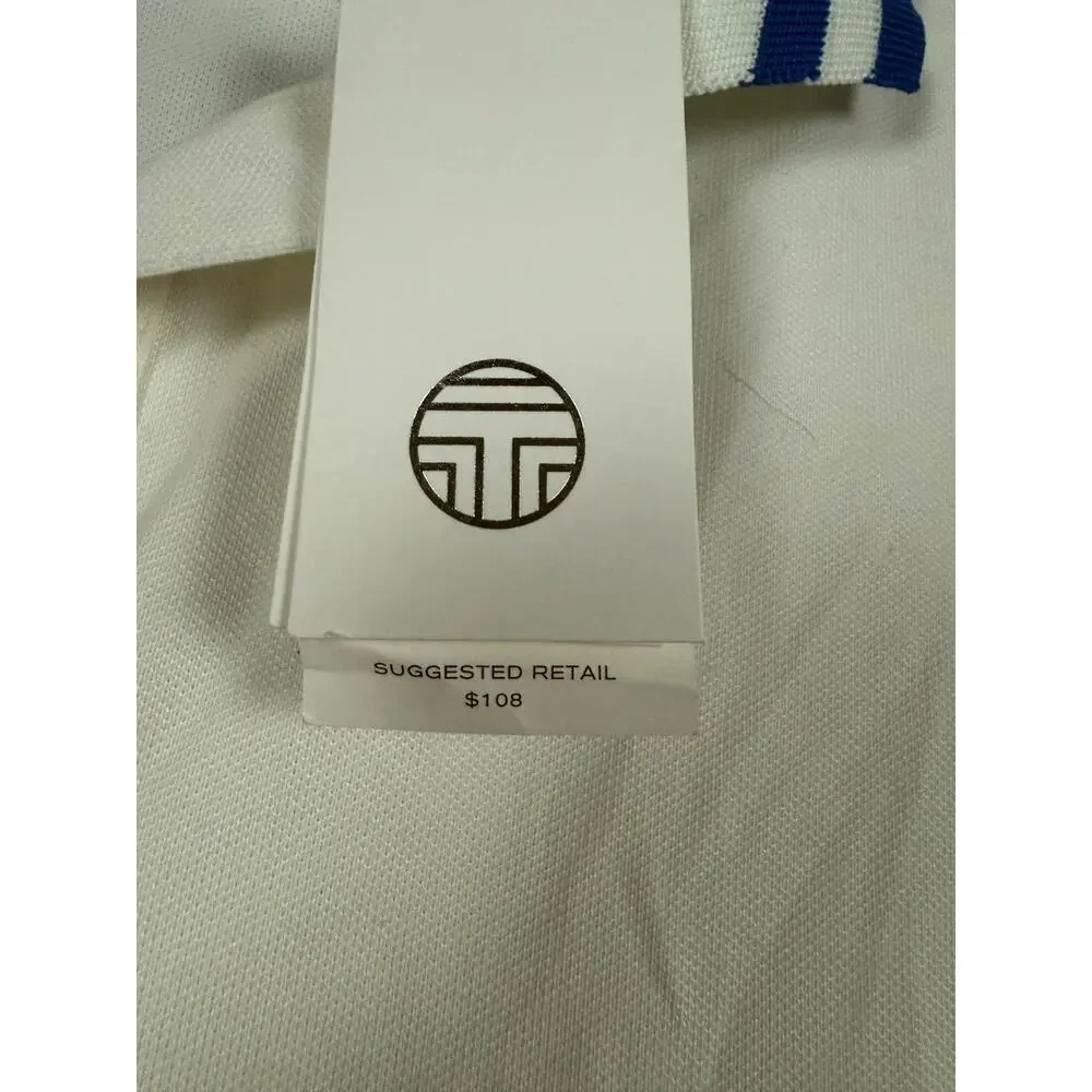 Tory Sport Performance Pique Sleeveless Polo White Blue NWT Women's S